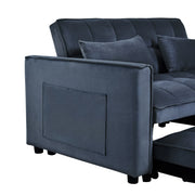 Sofá cama extraíble moderno, sofá cama 3 en 1 con respaldo ajustable, sofá biplaza de terciopelo, almohadas y bolsillos laterales