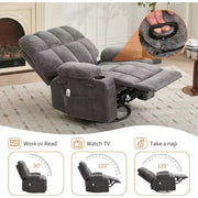 Sillón reclinable extragrande para adultos, sofá mecedor giratorio manual, bolsillos laterales y portavasos para personas altas y grandes, sala de estar