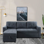 Sofá seccional reversible convertible con cama extraíble, chaise longue con almacenamiento oculto y patas duraderas