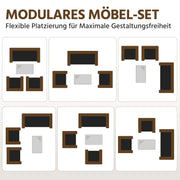 Yaheetech Set de muebles de jardín de 4 piezas, conjunto de muebles de balcón de poliratán para exterior con sofá de 2 plazas, 2 sillas, mesa y cojines para terraza/balcón/jardín, negro y gris