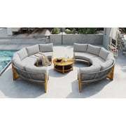 Conjunto de muebles de exterior para 6 personas con cojines y 1 mesa de centro