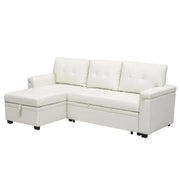 Sofá seccional reversible convertible con cama extraíble, chaise longue con almacenamiento oculto y patas duraderas