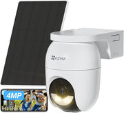 Cámara de seguridad exterior inalámbrica EZVIZ 2K+ con modo AOV, cámara PT con batería, detección de personas y vehículos, visión nocturna a color y defensa activa, WiFi 6, CB8 Lite 4MP + panel solar de 5W