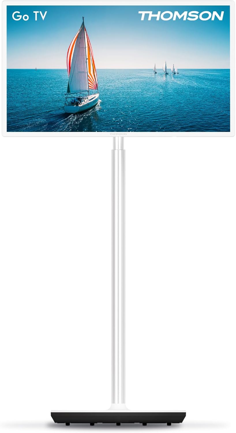 THOMSON Go TV 32 pulgadas (81 cm), televisor Android portátil – HD Ready (1366x768), control por voz, Netflix, Disney, Google, Bluetooth 5.1, Wi-Fi, función hotspot, autonomía de hasta 4 horas