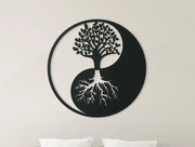 Decoración de pared redonda de madera en 3D Yin Yang | Decoración para el hogar espiritual