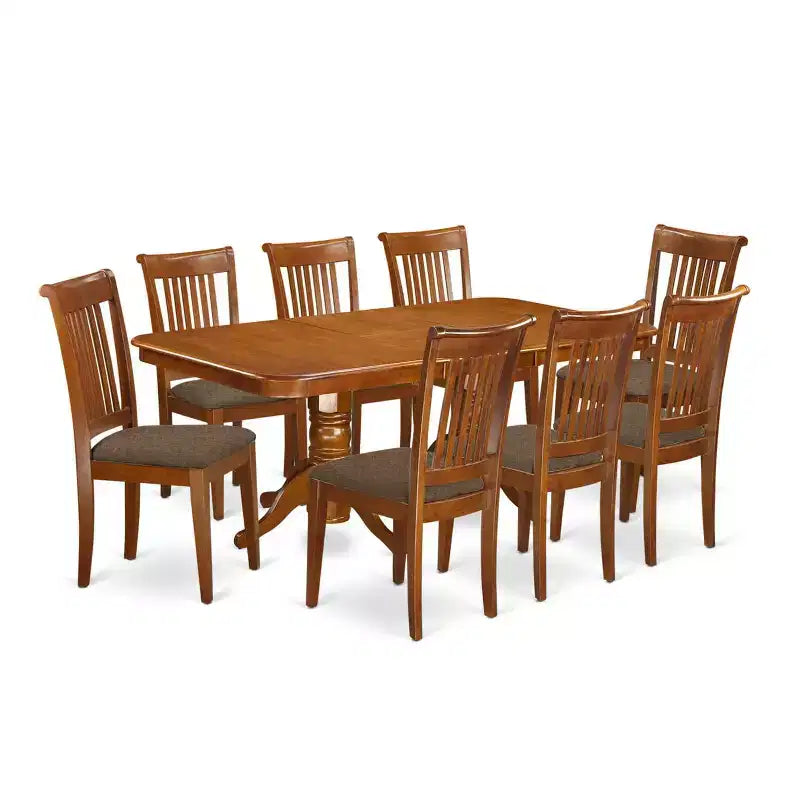 Juego de comedor: mesa de madera maciza hecha a mano y sillas con extensión
