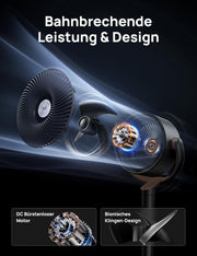 Ventilador de pie silencioso DREO de 23 dB, ventilador oscilante omnidireccional de 120°+120°, alcance de aire de 27 m, circulador de aire turbo real con un volumen de aire de 1615 m³/h, altura de 89-102 cm, 3 modos y 8 velocidades