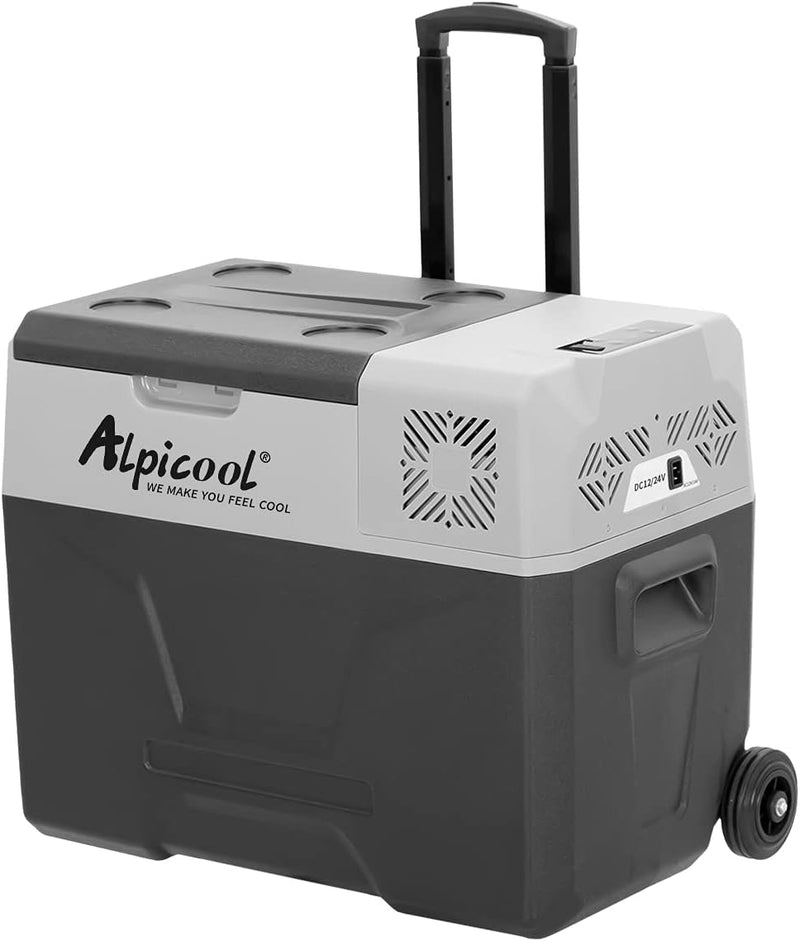 Alpicool CF55 Nevera portátil de 55 litros, mininevera eléctrica de 12 V, pequeño congelador para coche, camping, camión, barco y toma de corriente con puerto USB, de -20℃ a 20℃