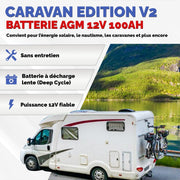 Batería AGM Electronicx 100Ah Premium 12V recargable - Batería de coche para autocaravana y panel solar 100 Ah