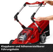 Cortacésped inalámbrico Einhell RASARRO 36/42 Kit Power X-Change (36V, 42 cm de ancho de corte, hasta 725 m², motor sin escobillas, caja colectora de 50L, función de mulching, incl. 2x 5,2Ah + 1x cargador doble)