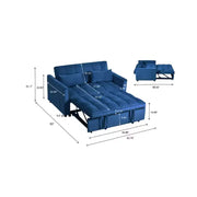 Sofá cama convertible de terciopelo 3 en 1 color gris cemento con cojines y bolsillos, sofá cama moderno extraíble, respaldo ajustable
