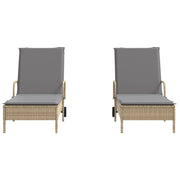 2 uds. Tumbona | Sillas con cojines de ratán sintético beige Cfw512621