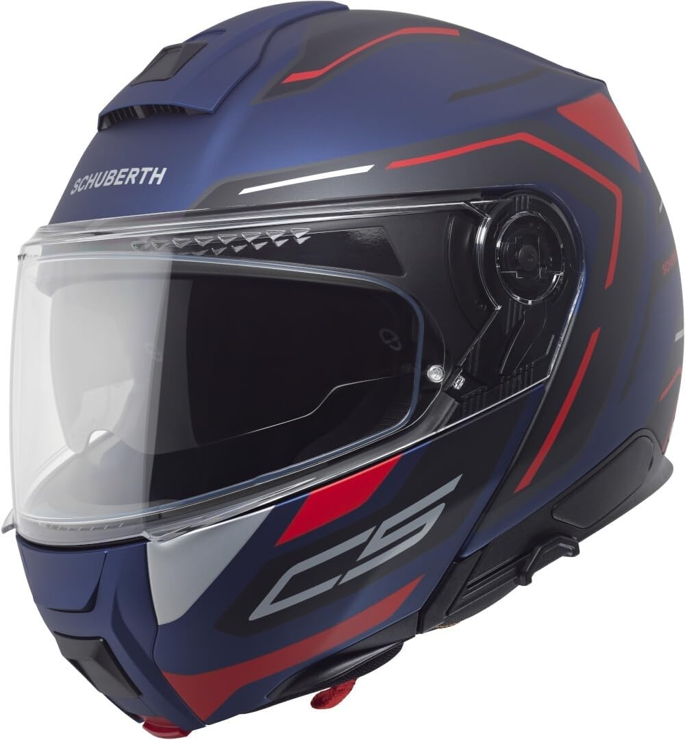 Casco modular Schuberth C5 Omega, azul mate/rojo, M (57)
