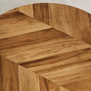 Mesa de centro industrial redonda de 30 pulgadas, 2 niveles con patas ajustables, estante con veta de madera, diseño de llama, fácil montaje, para sala de estar