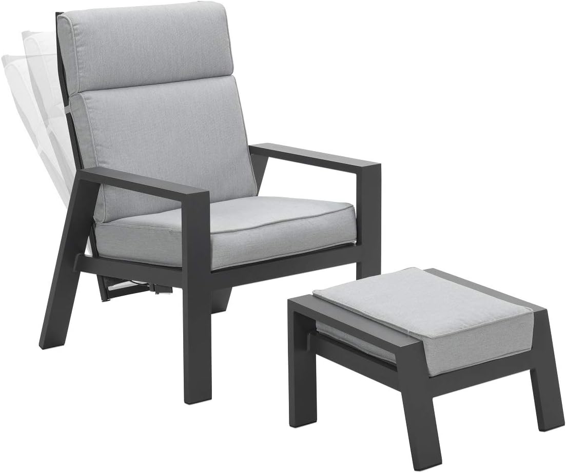 Sillón relax Garden Impressions Luxus con taburete Max, respaldo ajustable