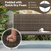 GIANTEX Sofá de jardín de ratán, banco de jardín con función de reclinado, sofá cama para exteriores con reposabrazos plegables, banco de balcón con acolchado de espuma de secado rápido, muebles de balcón, banco de tumbona para balcón