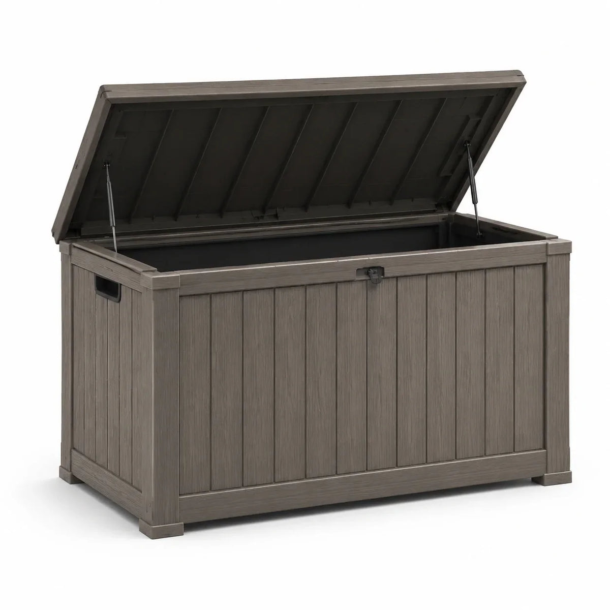 Caja de jardín efecto madera de polipropileno marrón