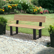 DanDiBo 2X Patas de banco de metal negro con respaldo, conjunto de patas de banco sólido para bricolaje, 96478, estructura de asiento para banco de jardín, base de banco robusta y estable