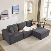 Sofá moderno de 108", sofá tapizado de 3 plazas en forma de L con cojines, sofá de asiento profundo, no requiere montaje