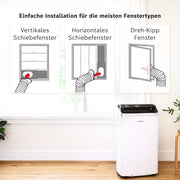 Acondicionador de aire móvil Bosch Cool 4000 - 3 en 1: aire acondicionado, deshumidificador, ventilador - 2,6 kW para habitaciones de hasta 35 m² - Con modo automático, modo silencioso y modo de suspensión