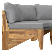 Set de sofá seccional redondo de madera de acacia para exteriores con mesa de centro, 12 plazas