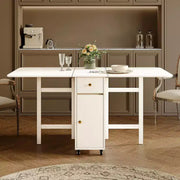 Mesa de comedor plegable ATJafurn de 59'' con alas abatibles para espacios pequeños, mesa de cocina extensible de madera rectangular con ruedas y almacenamiento