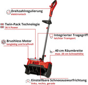 Quitanieves a batería Einhell GE-ST 36/40 Li E Power X-Change (iones de litio, 36 V, ancho de trabajo 40 cm, altura máx. de nieve 20 cm, incl. batería y cargador)