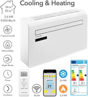 TROTEC Aire acondicionado de pared PAC-W 2650 SH | Climatización 4 en 1: refrigerador, calefactor, ventilador, deshumidificador | con integración WLAN y control mediante smartphone