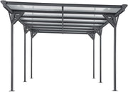 Cochera Juskys con techo plano 5x3 m - Cubierta de aluminio con placas alveolares - Refugio para coches - Montaje independiente - Gris oscuro