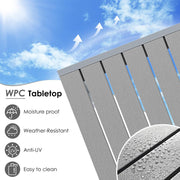 Mesa de jardín de aluminio LIFERUN, mesa de balcón de WPC de 75x75 cm resistente a la intemperie, mesa cuadrada para terraza, mesa de comedor antideslizante para exteriores, marrón teca + gris claro