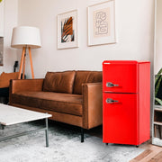 Refrigerador con congelador Merax, combinación frigorífico-congelador, frigorífico pequeño con 51L y congelador de 21L, silencioso, LED, estantes de vidrio, cajón para verduras, estantes en la puerta, para cocina, sala de estar, oficina, negro
