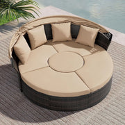 Juego de conversación para patio exterior Nuon de 4 o 5 piezas, juego de diván de mimbre con dosel de Havenside Home