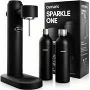 Gasificador de agua Sparkle One de acero inoxidable con 2 botellas de acero inoxidable de 1,1 L y válvula de liberación de presión