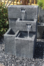 Fuente "Grada" plantable con iluminación LED, fuente de jardín en cascada, fuente de terraza