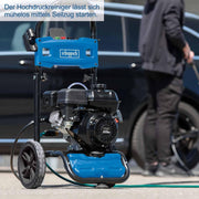 Limpiadora de alta presión térmica Scheppach HCP5000 – 4,3 kW – Motor de gasolina de 4 tiempos 5,9 CV – Presión 241 bares – Caudal 570 l/h – Arranque manual – Accesorios incluidos