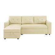 Sofá seccional reversible convertible con cama extraíble, chaise longue con almacenamiento oculto y patas duraderas