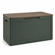 Caja de jardín de plástico efecto ratán verde marrón 117x45x56cm