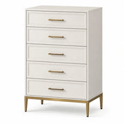Cómoda de MDF con cinco cajones, color blanco