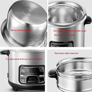Arrocera y vaporera con función de mantenimiento en caliente (2/3/4/5L), recipiente de acero inoxidable 304, con espátula y taza medidora, para 1 a 7 personas, 2L