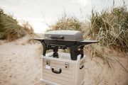 EndersGasgrill Urban II Pro, parrilla de mesa, función de asado, cocción y horneado, 2 quemadores de acero inoxidable, con termómetro para parrilla, parrilla para balcón y camping, carcasa de aluminio fundido, rejilla de hierro fundido, #2062