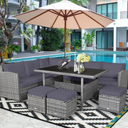 Conjunto de comedor de ratán para patio de 7 piezas Costway, sofá seccional y otomana - Ver detalles