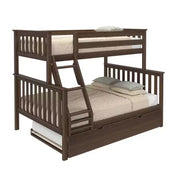Litera de madera maciza Max & Lily, individual sobre matrimonial con nido de almacenamiento y escalera para niños