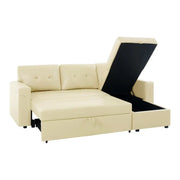 Sofá seccional reversible convertible con cama extraíble, chaise longue con almacenamiento oculto y patas duraderas