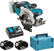 Sierra circular inalámbrica Makita 51 mm, (18 V/5  Ah, 2 baterías y cargador en Makpac), DSS501RTJ, negro, azul