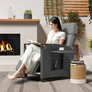 UDPATIO Sillón de ratán para jardín, reclinable, tumbona ajustable a 150°, con respaldo ajustable, fundas y cojines extraíbles, impermeable, para interior y exterior - Gris