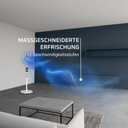 Ventilador de pie Rowenta Turbo Silence, 35 dB(A), refrescante y potente hasta 7,2 m, 12 velocidades, oscilación de 120°, mando a distancia, pantalla LED, temporizador de 12 horas, VU5650F0