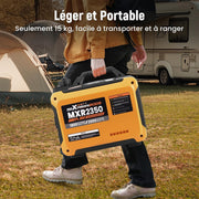 maXpeedingrods Generador Eléctrico Inverter Silencioso de Gasolina de 2000W y 4 Tiempos con Tomas USB y 230V, Pantalla Digital, Compacto y Ligero para Caravanas, Camping y Vehículos Recreativos