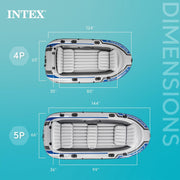 Bote inflable Intex Excursion 4 para 4 personas con remos de aluminio y bomba de aire de alto rendimiento
