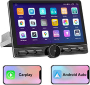 Autoradio Android 13 1 DIN universal para coche, pantalla de 10,6 pulgadas, compatible con GPS, CarPlay, Android Auto, WiFi, 4G, Bluetooth, FM, RDS, USB, mandos en el volante [4GB+64GB]