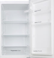 VOK Frigorífico Combi 154L EVR-154DEW, 142 cm Altura x 48,3 cm Ancho, Clase E, Bajo Nivel Sonoro 39 dB, Puerta Reversible, Estanterías Cristal Reforzado, Blanco